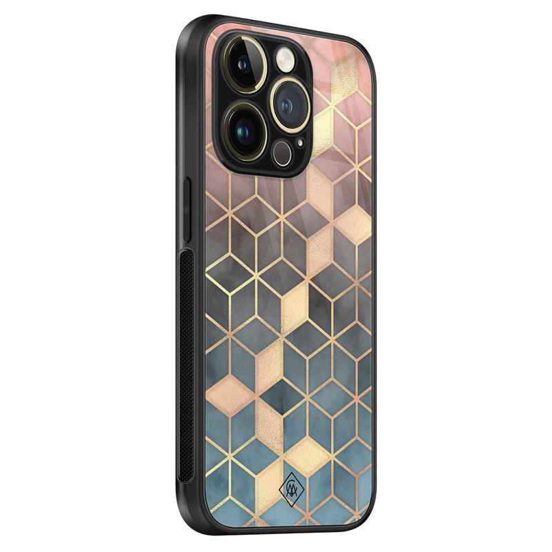 Casimoda iPhone 14 Pro glazen hardcase - Cubes art