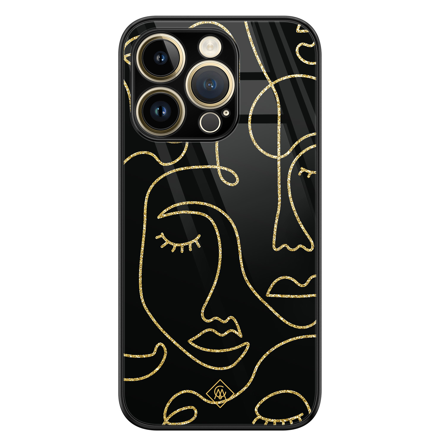 iPhone 14 Pro glazen hardcase - Abstract faces