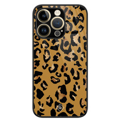 Casimoda iPhone 14 Pro glazen hardcase - Jungle wildcat