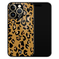Casimoda iPhone 14 Pro glazen hardcase - Jungle wildcat