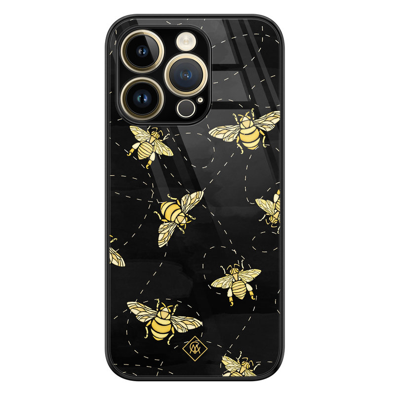 Casimoda iPhone 14 Pro glazen hardcase - Bee yourself