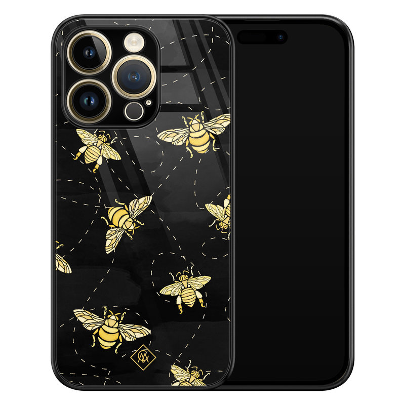 Casimoda iPhone 14 Pro glazen hardcase - Bee yourself