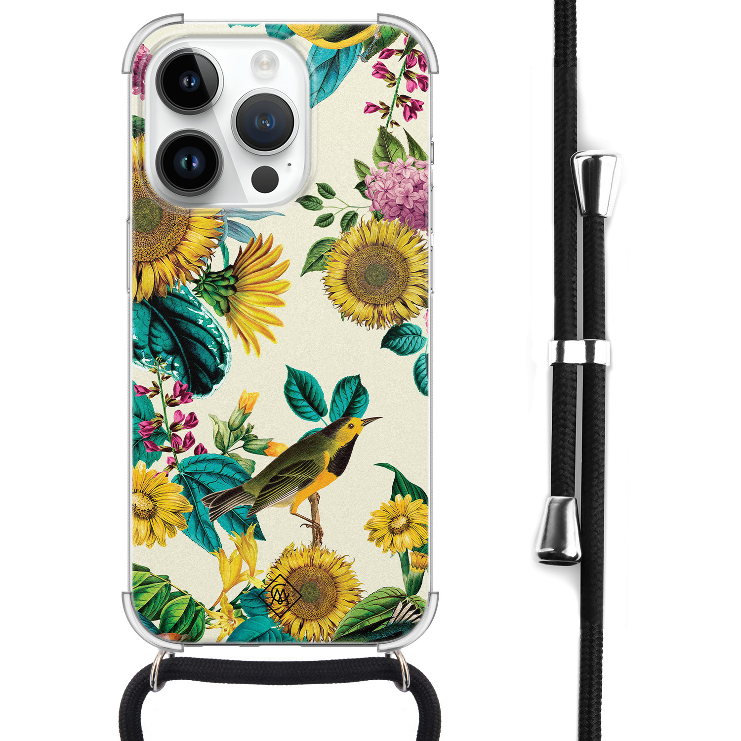 iPhone 14 Pro hoesje met koord - Sunflowers
