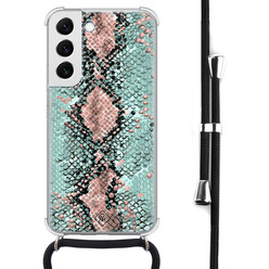 Casimoda Samsung Galaxy S22 hoesje met koord - Snake pastel