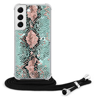 Casimoda Samsung Galaxy S22 hoesje met koord - Snake pastel