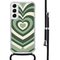 Casimoda Samsung Galaxy S22 hoesje met koord - Hart groen swirl