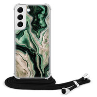 Casimoda Samsung Galaxy S22 hoesje met koord - Green waves