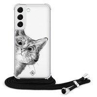 Casimoda Samsung Galaxy S22 hoesje met koord - Kiekeboe kat