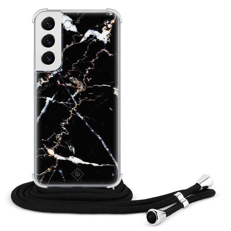 Casimoda Samsung Galaxy S22 hoesje met koord - Marmer zwart
