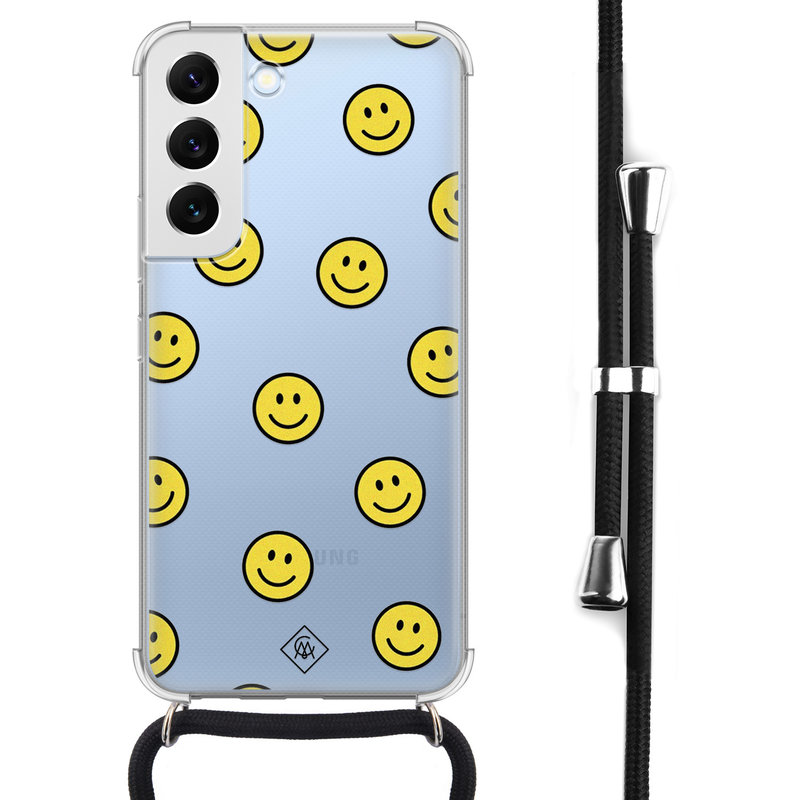 Casimoda Samsung Galaxy S22 hoesje met koord - Smileys