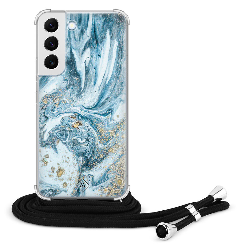 Casimoda Samsung Galaxy S22 hoesje met koord - Marble sea