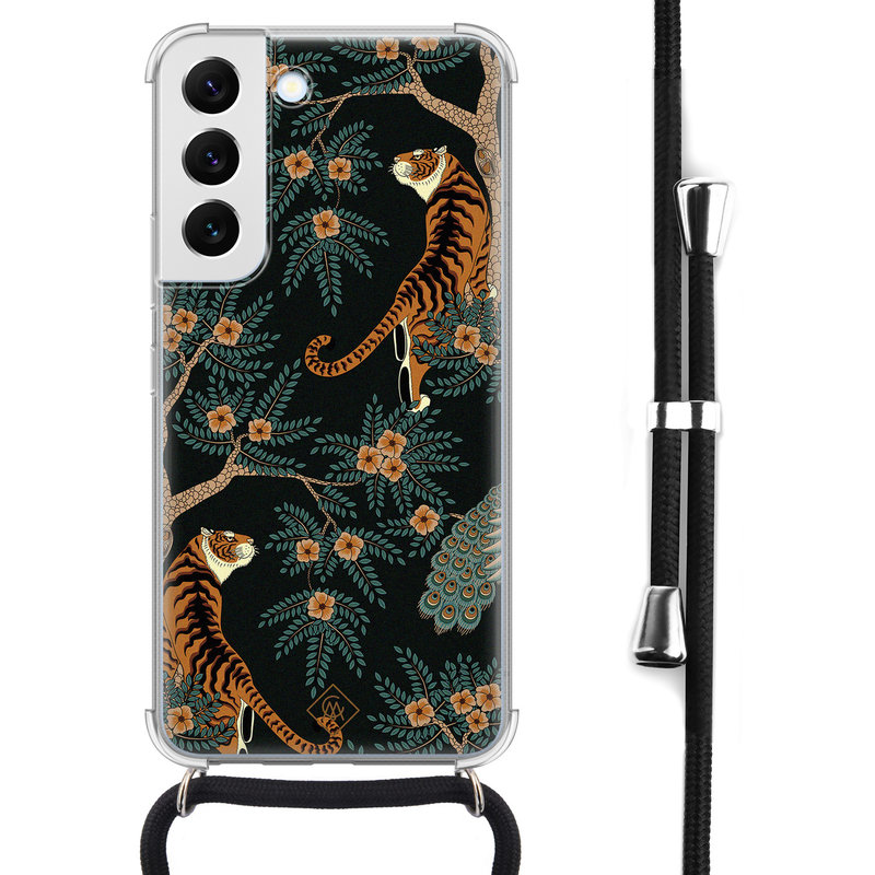 Casimoda Samsung Galaxy S22 hoesje met koord - Tijger jungle