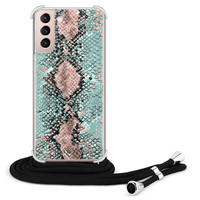 Casimoda Samsung Galaxy S21 hoesje met koord - Snake pastel