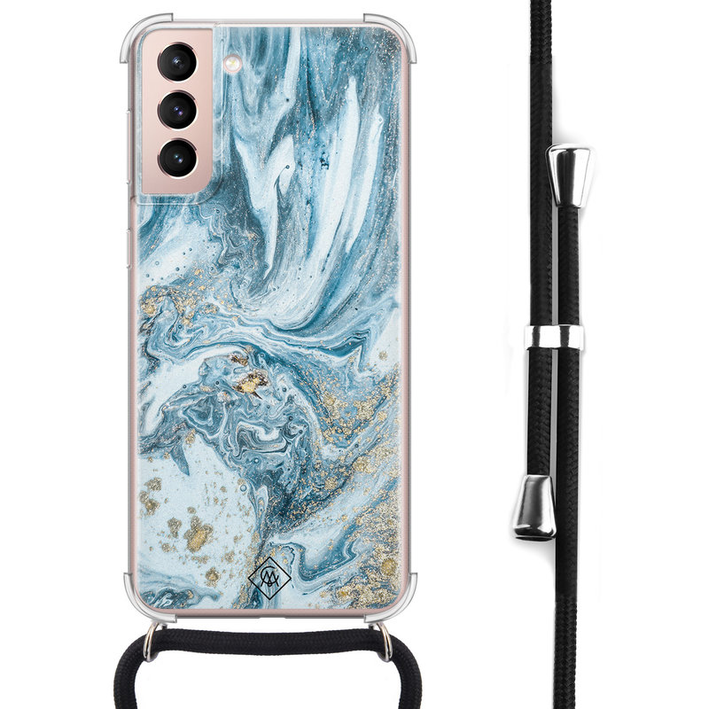 Casimoda Samsung Galaxy S21 hoesje met koord - Marble sea