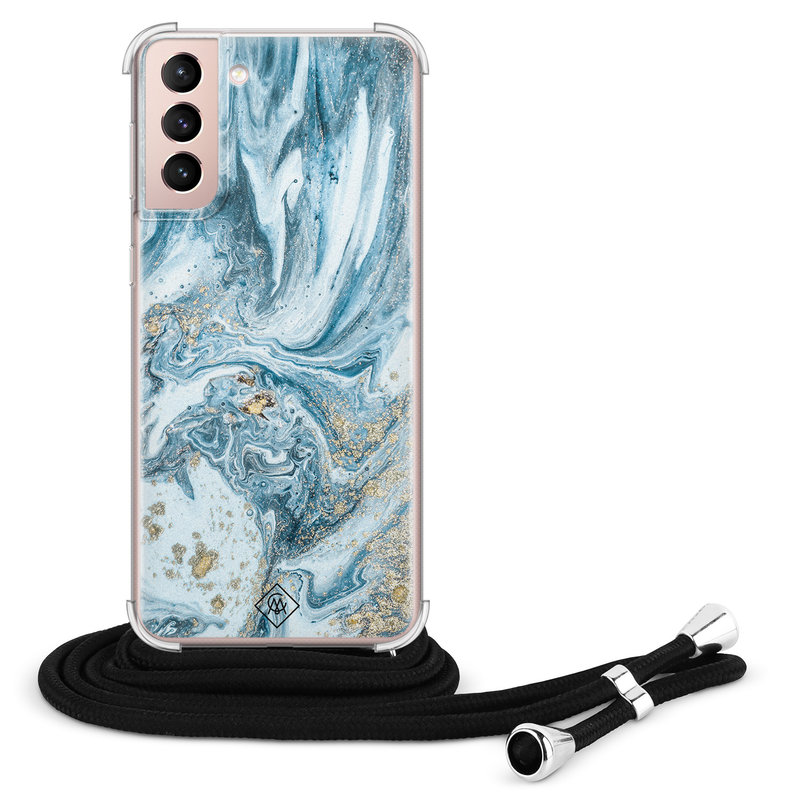 Casimoda Samsung Galaxy S21 hoesje met koord - Marble sea