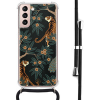 Casimoda Samsung Galaxy S21 hoesje met koord - Tijger jungle
