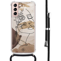 Casimoda Samsung Galaxy S21 hoesje met koord - Abstract gezicht bruin