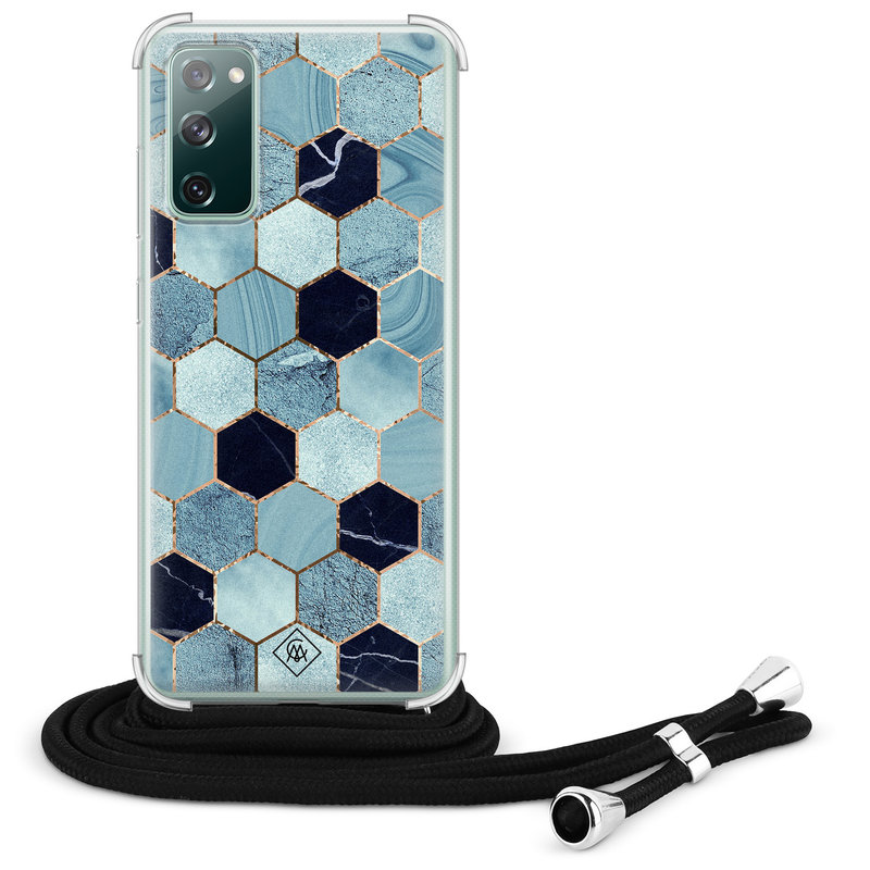 Casimoda Samsung Galaxy S20 FE hoesje met koord - Blue cubes