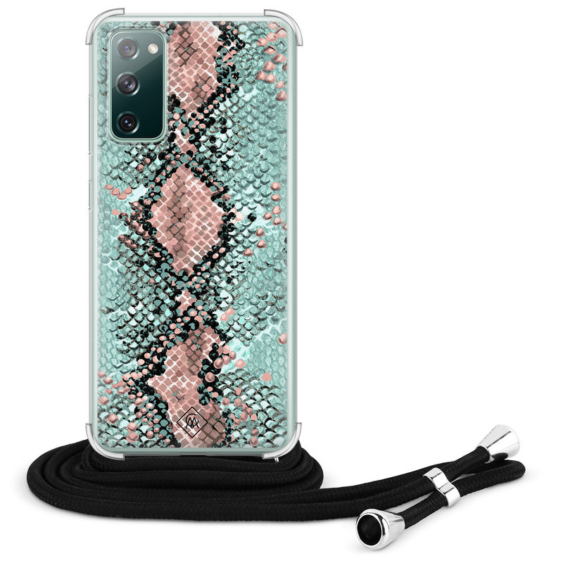 Casimoda Samsung Galaxy S20 FE hoesje met koord - Snake pastel