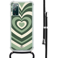 Casimoda Samsung Galaxy S20 FE hoesje met koord - Hart groen swirl