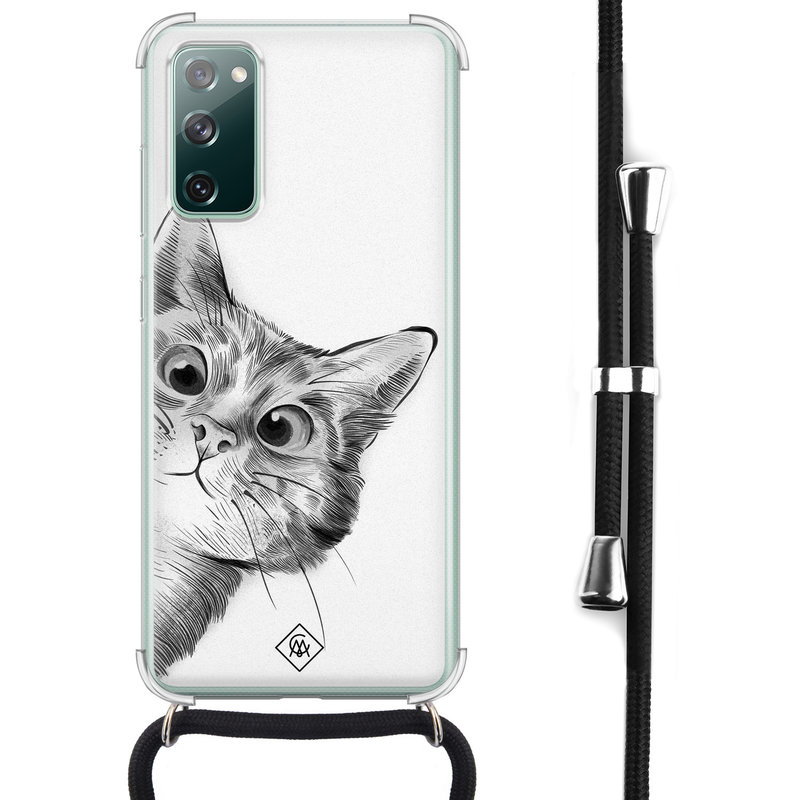Casimoda Samsung Galaxy S20 FE hoesje met koord - Kiekeboe kat