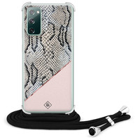 Casimoda Samsung Galaxy S20 FE hoesje met koord - Snake print roze