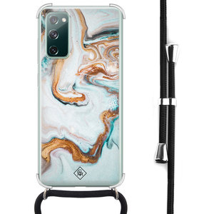 Casimoda Samsung Galaxy S20 FE hoesje met koord - Marmer blauw goud