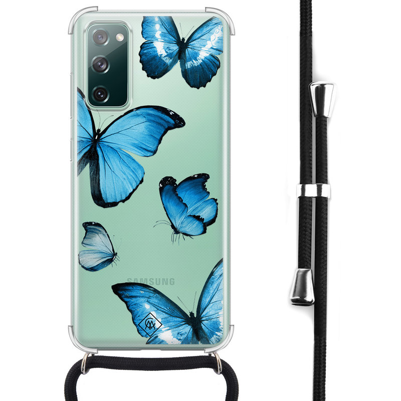 Casimoda Samsung Galaxy S20 FE hoesje met koord - Blauwe vlinders