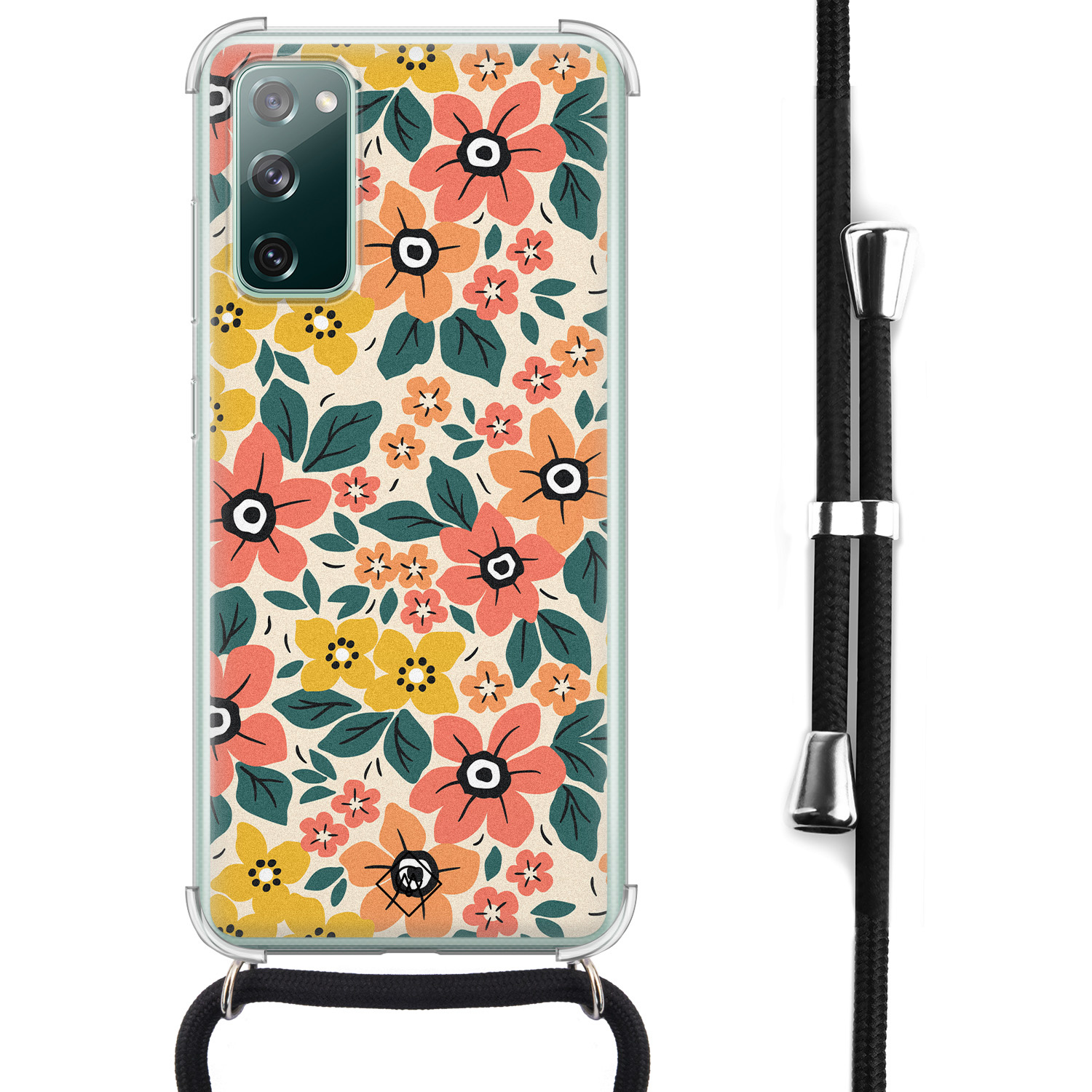 Samsung Galaxy S20 FE hoesje met koord - Blossom - Multi - Bloemen - Afneembaar zwart koord - Crossbody - Schokbestendig - Casimoda