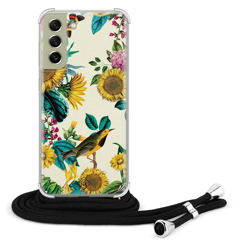 Casimoda Samsung Galaxy S21 FE hoesje met koord - Sunflowers