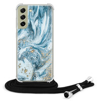 Casimoda Samsung Galaxy S21 FE hoesje met koord - Marble sea