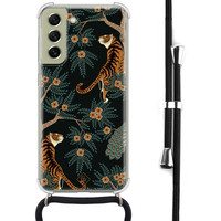 Casimoda Samsung Galaxy S21 FE hoesje met koord - Tijger jungle