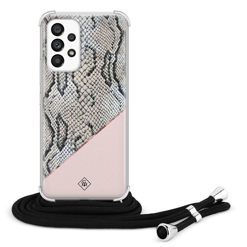 Casimoda Samsung Galaxy A53 hoesje met koord - Snake print roze