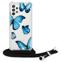 Casimoda Samsung Galaxy A52 hoesje met koord - Blauwe vlinders