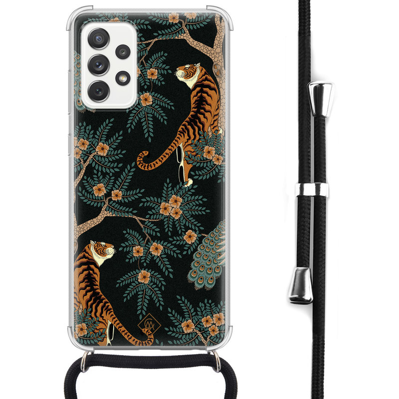 Casimoda Samsung Galaxy A52 hoesje met koord - Tijger jungle