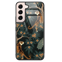 Casimoda Samsung Galaxy S22 glazen hardcase - Tijger jungle