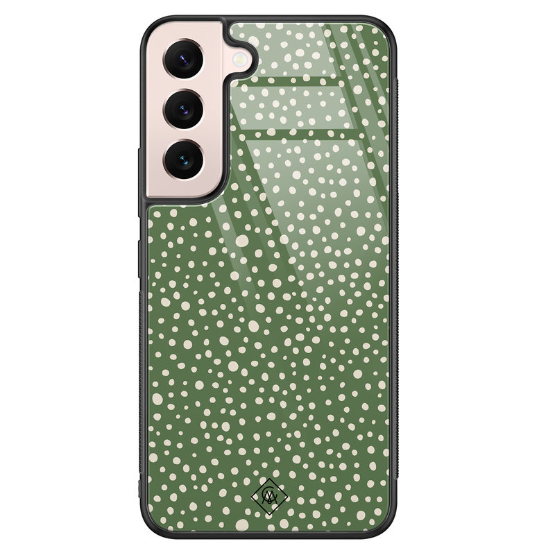 Casimoda Samsung Galaxy S22 glazen hardcase - Green dots