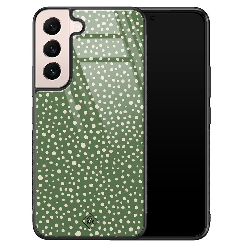 Casimoda Samsung Galaxy S22 glazen hardcase - Green dots