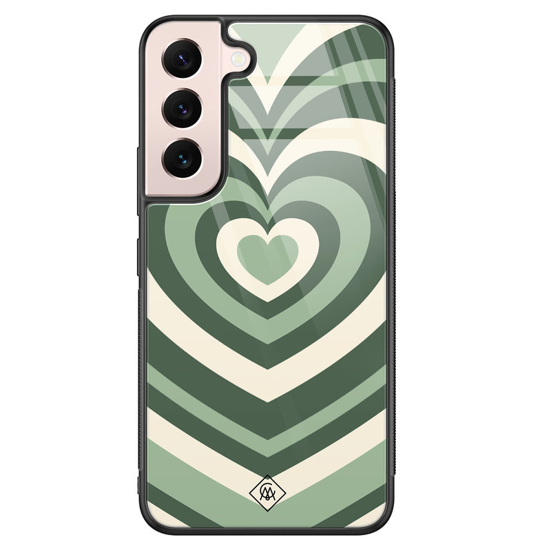 Casimoda Samsung Galaxy S22 glazen hardcase - Hart swirl groen