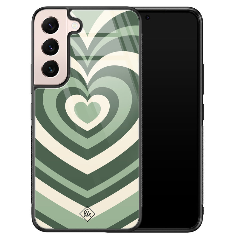 Casimoda Samsung Galaxy S22 glazen hardcase - Hart swirl groen