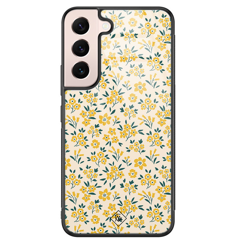 Casimoda Samsung Galaxy S22 glazen hardcase - Yellow garden