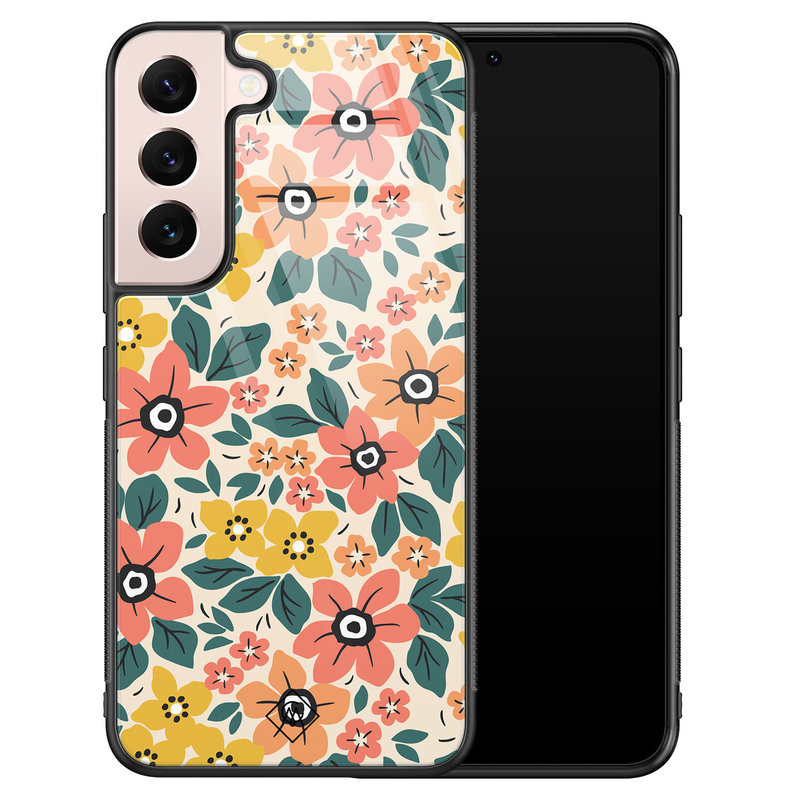 Casimoda Samsung Galaxy S22 glazen hardcase - Blossom