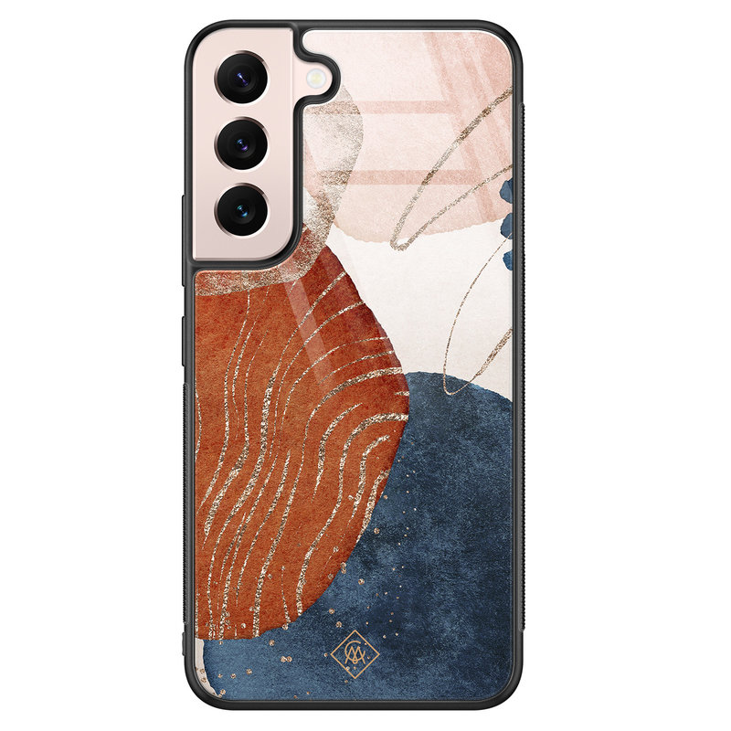 Casimoda Samsung Galaxy S22 glazen hardcase - Abstract terracotta