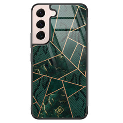 Casimoda Samsung Galaxy S22 glazen hardcase - Abstract groen