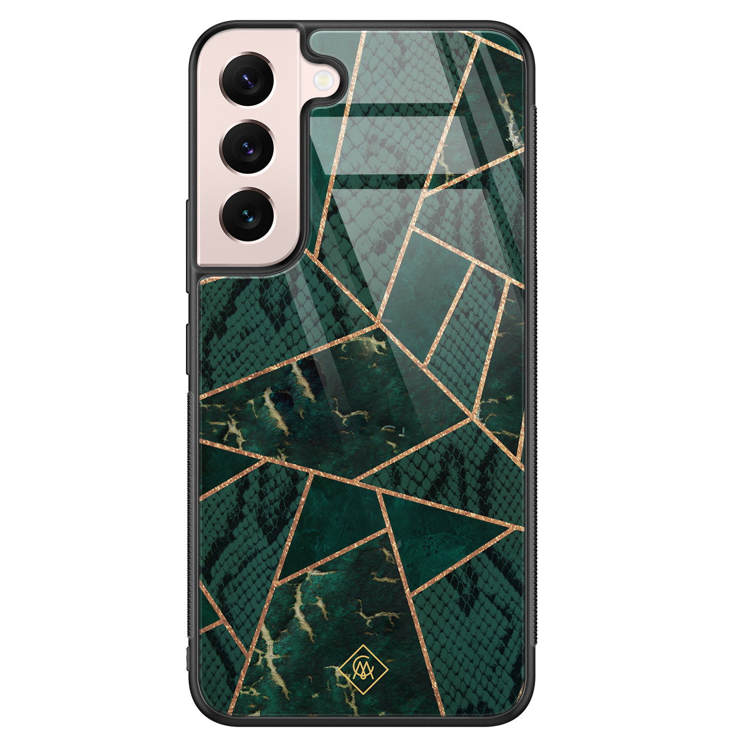 Samsung Galaxy S22 glazen hardcase Abstract groen