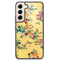 Casimoda Samsung Galaxy S22 glazen hardcase - Florals for days