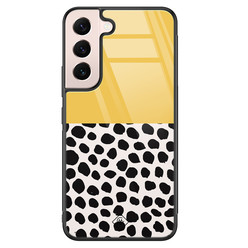 Casimoda Samsung Galaxy S22 glazen hardcase - Abstract geel