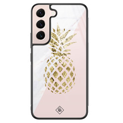 Casimoda Samsung Galaxy S22 glazen hardcase - Ananas