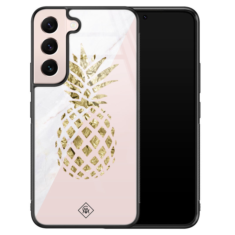 Casimoda Samsung Galaxy S22 glazen hardcase - Ananas