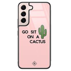 Casimoda Samsung Galaxy S22 glazen hardcase - Go sit on a cactus